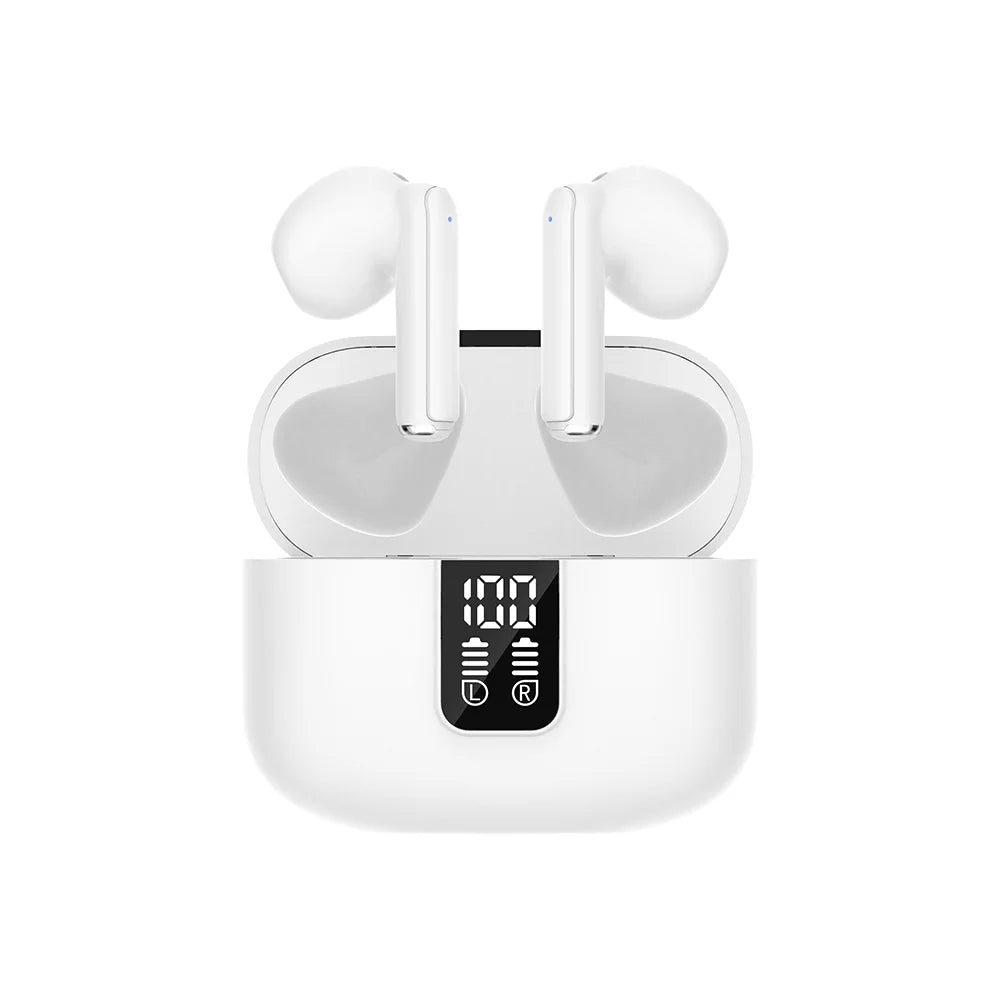 Cordless Noise Cancelling Earbuds, White, IP5 Waterproof, Built-In Mic, 35Hrs Play Time